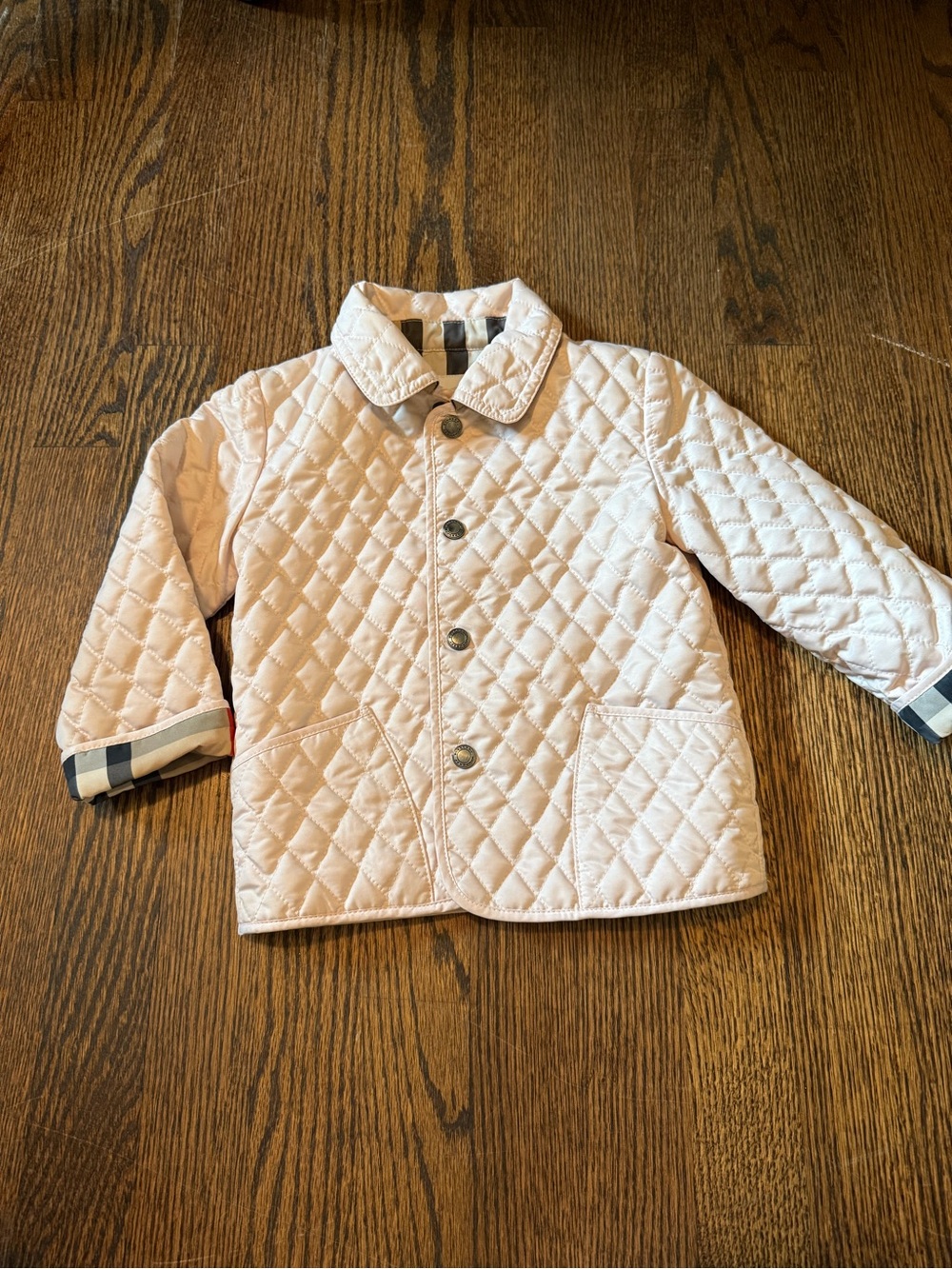 Burberry Quilted Light Pink Girls' Button-Front Jacket